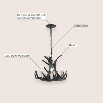 Rudolph Adjustable Resin Antler LED Chandelier